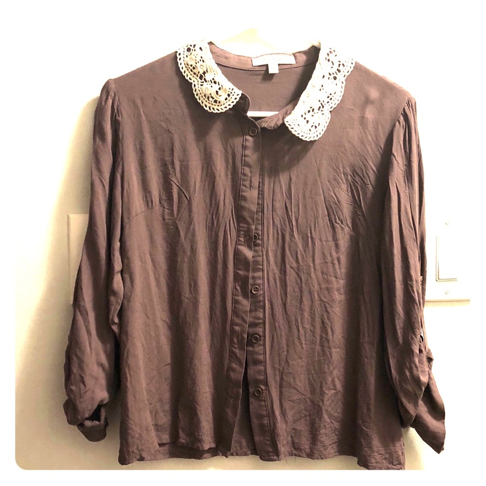 Boutique 1861 Button Down With Crochet Collar